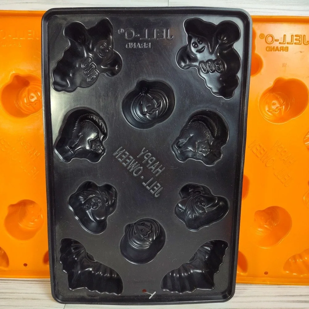 Jello Jell-O Jigglers Halloween Molds‎ Lot 5 Bats Pumpkin Ghost Skull Witch Cats